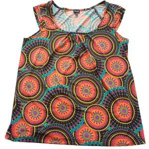 Retro Kaleidoscope Print Sleeveless Weird Girl Top